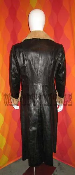 1960's Vintage Men's Maxi Leather and Shearling Coat, Glam, Groovy, Beatnik, Mod, Psychedelic, Dandy, Rock, Carnaby Street, Hippie Chic, Swank, Lounge, Biba era.