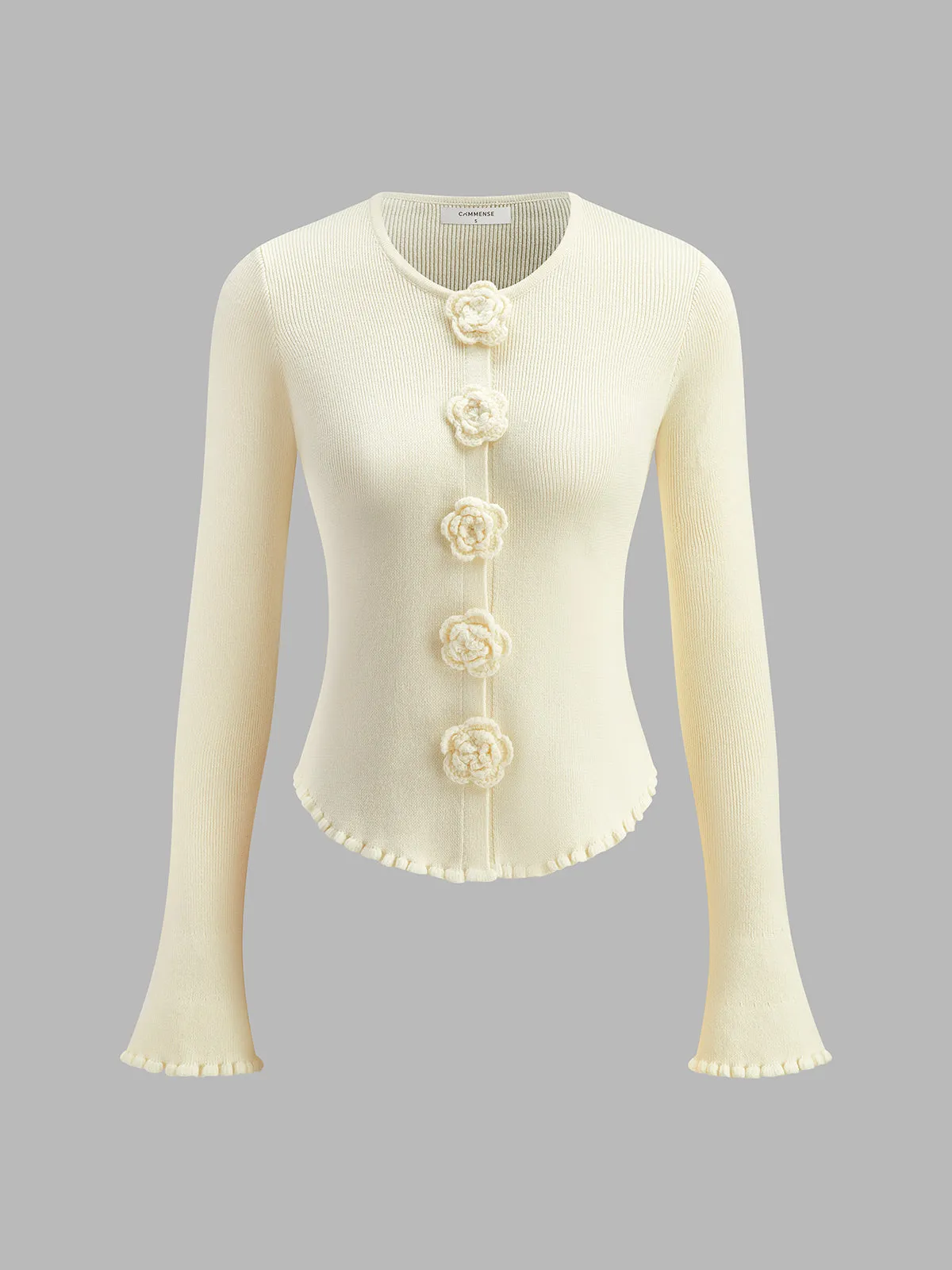 3D Flower Lettuce Trim Cardigan