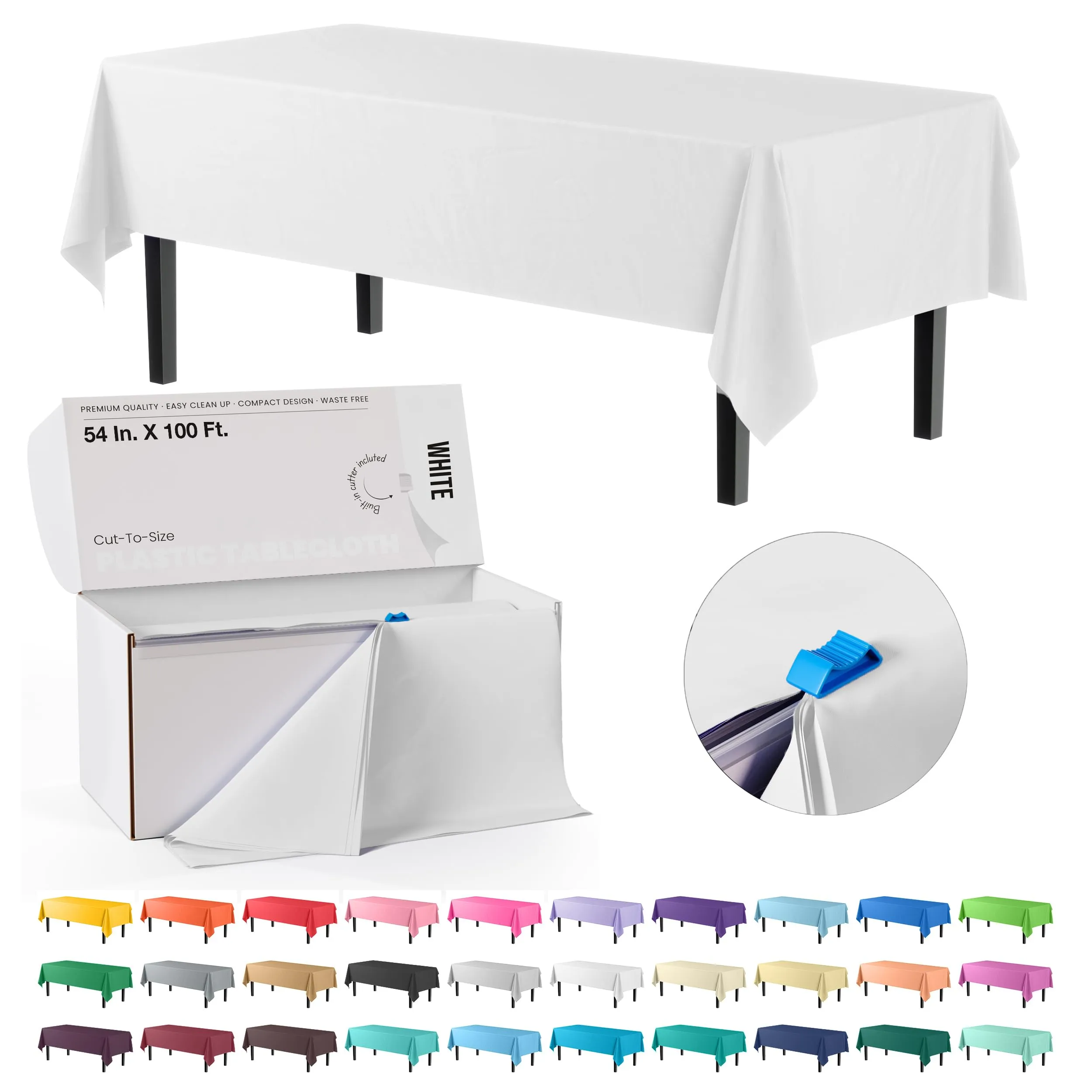 54 In. x 100 Ft. Cut To Size Table Roll | White
