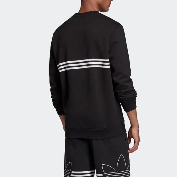 adidas originals Outline Crw Flc Casual Loose Round Neck Sweatshirt Black