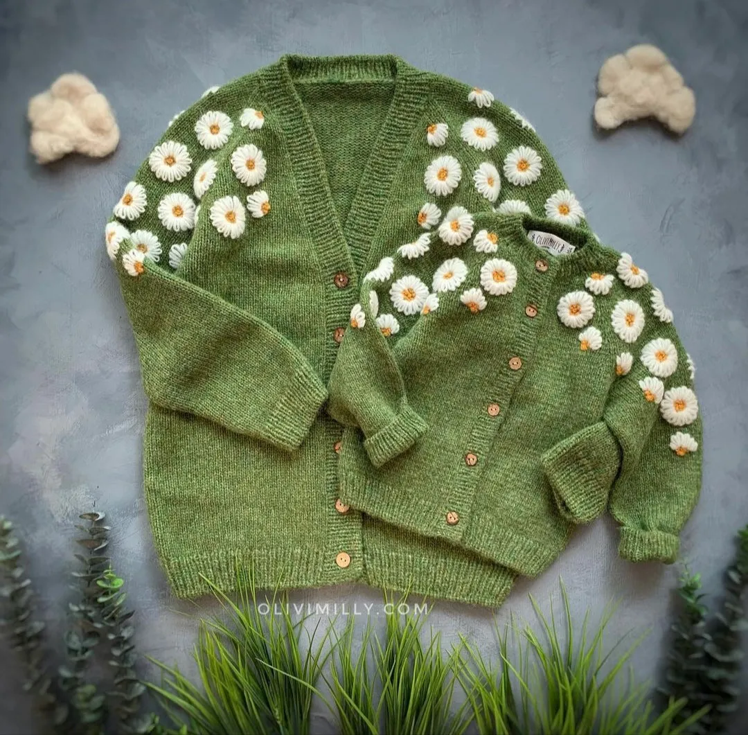 Adult Chamomile cardigan | Moss Green