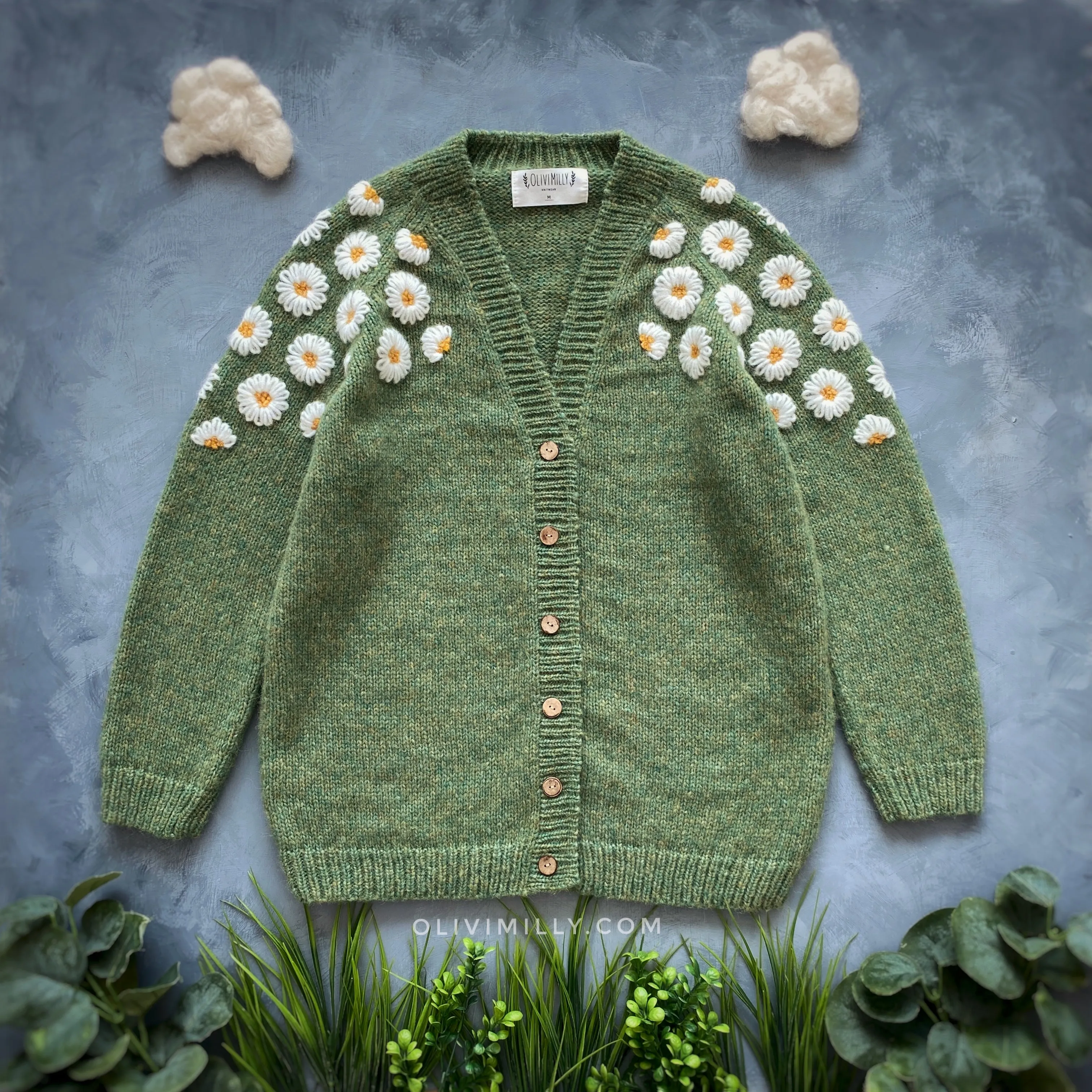 Adult Chamomile cardigan | Moss Green