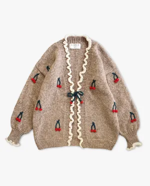 Adult Cherries Cardigan | Beigebrown