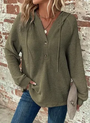 Around Town Plus Olive Waffle Knit Hoodie