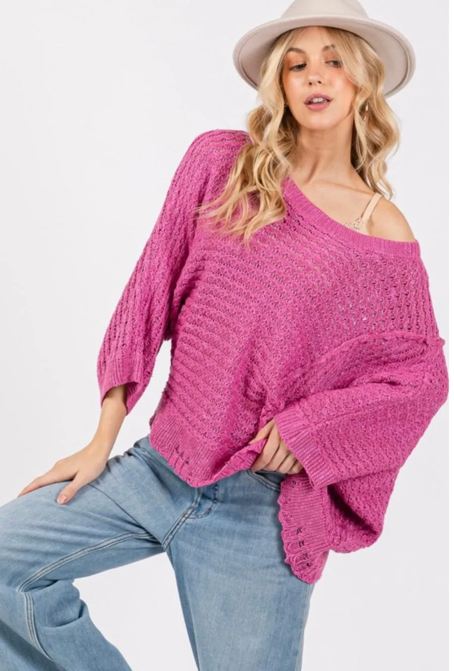 Asymmetrical Open Stitch Sweater