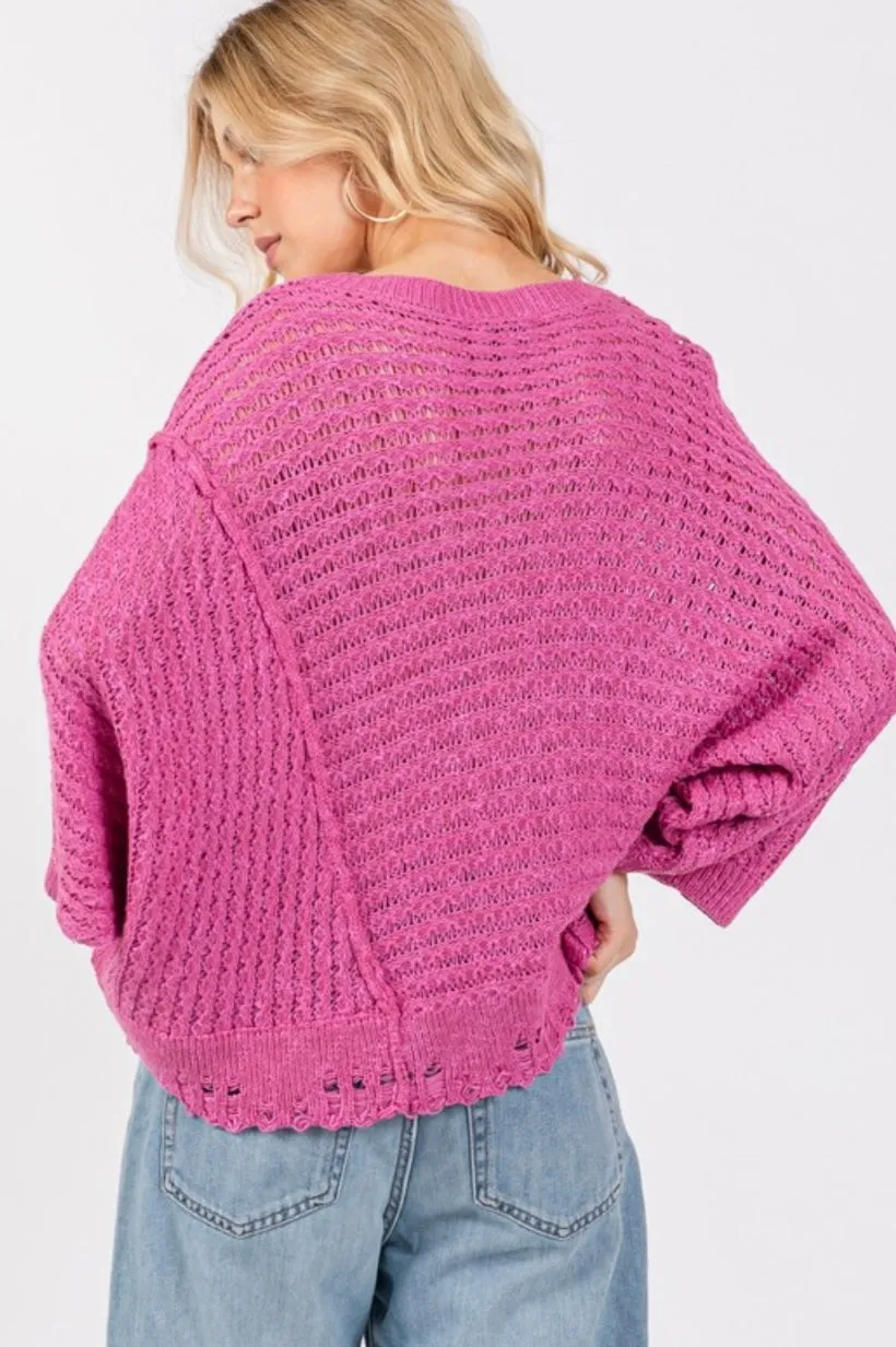 Asymmetrical Open Stitch Sweater