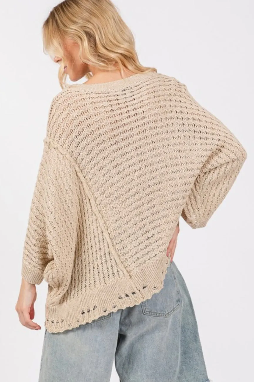 Asymmetrical Open Stitch Sweater