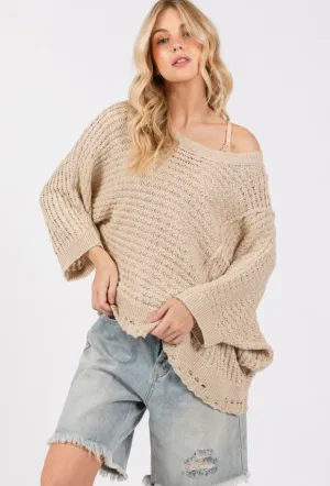Asymmetrical Open Stitch Sweater