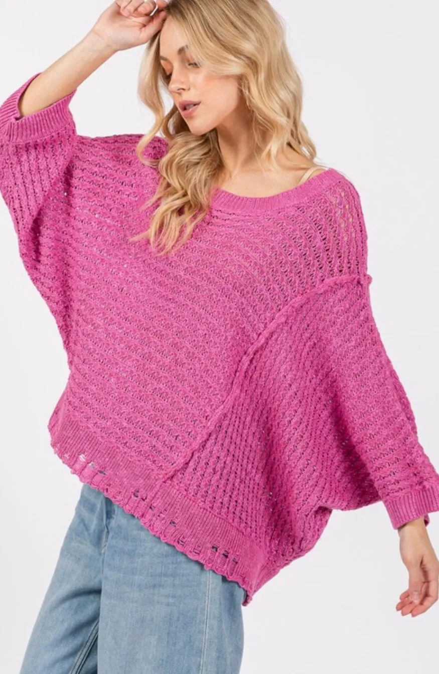 Asymmetrical Open Stitch Sweater