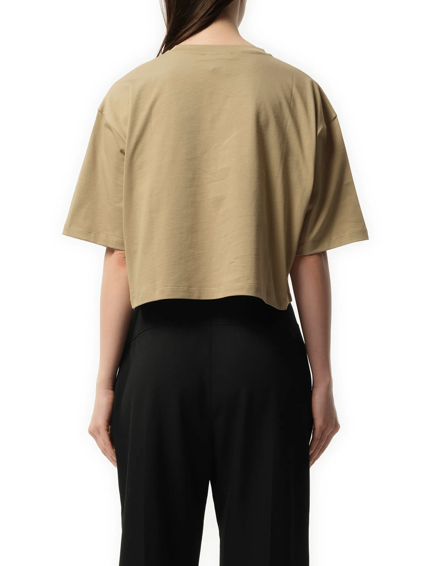 Balmain Printed Cropped T-Shirt in Beige/White