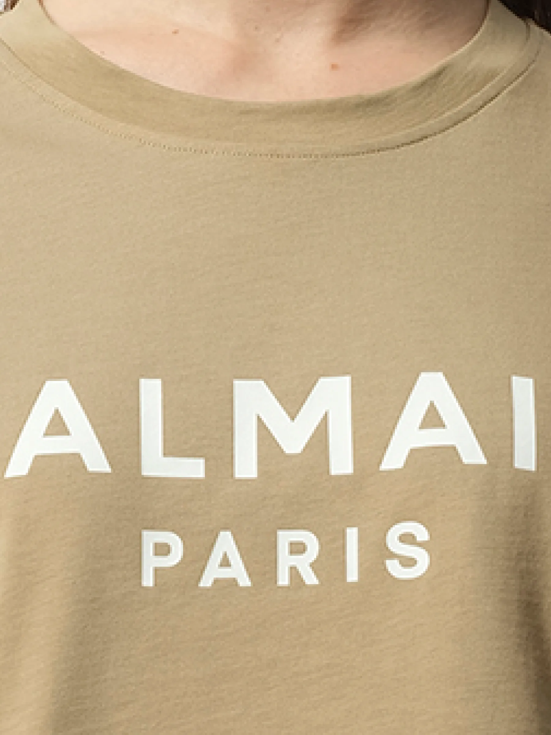 Balmain Printed Cropped T-Shirt in Beige/White