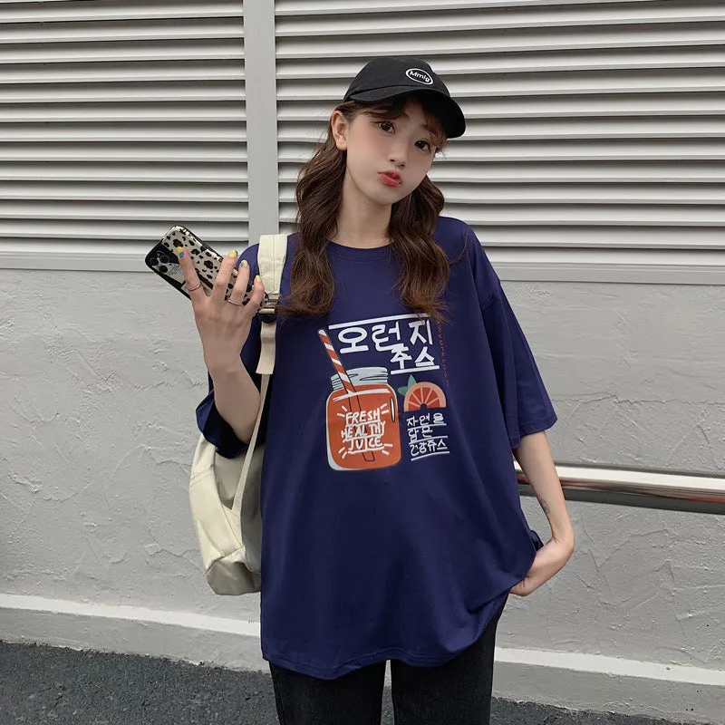 bfHarajuku Cartoon Printed Short Sleeve T-Shirt Women Summer Loose Trendy INS Tops T-Shirt