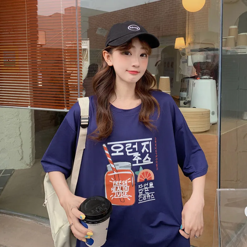 bfHarajuku Cartoon Printed Short Sleeve T-Shirt Women Summer Loose Trendy INS Tops T-Shirt