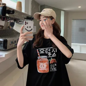bfHarajuku Cartoon Printed Short Sleeve T-Shirt Women Summer Loose Trendy INS Tops T-Shirt