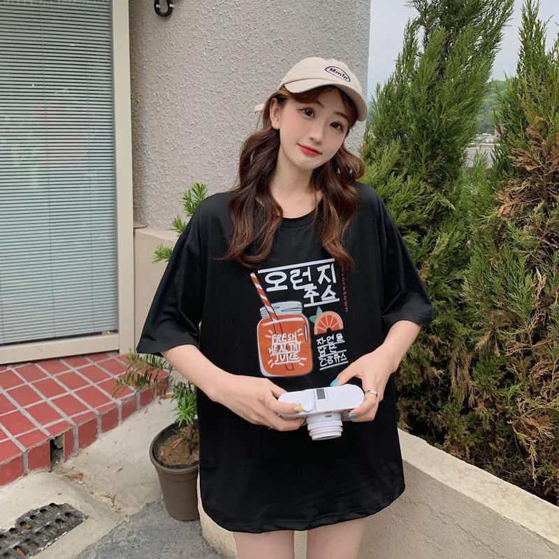 bfHarajuku Cartoon Printed Short Sleeve T-Shirt Women Summer Loose Trendy INS Tops T-Shirt