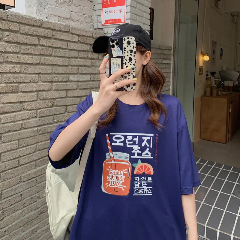 bfHarajuku Cartoon Printed Short Sleeve T-Shirt Women Summer Loose Trendy INS Tops T-Shirt