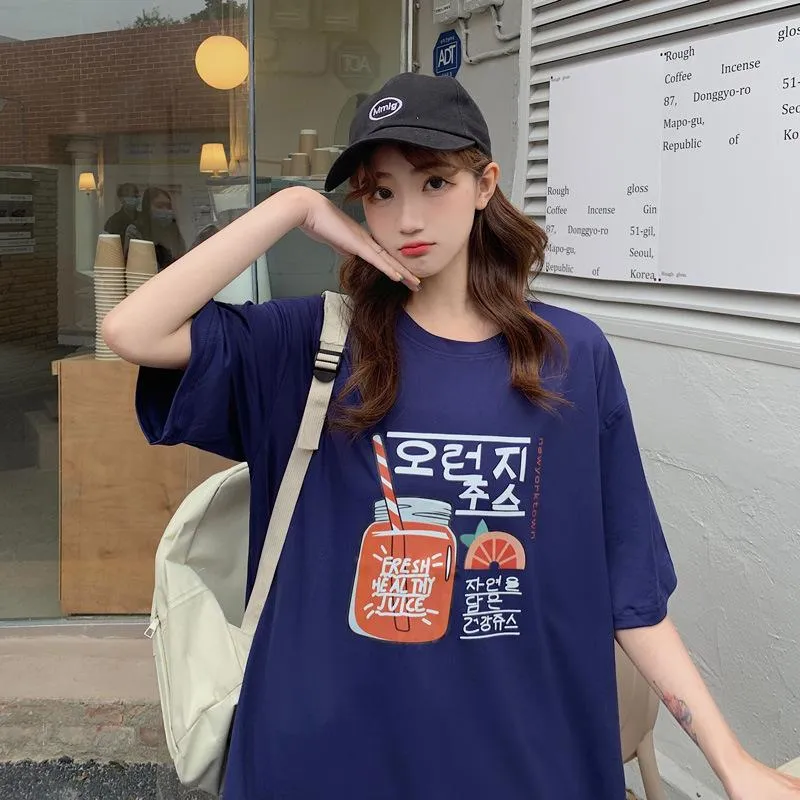 bfHarajuku Cartoon Printed Short Sleeve T-Shirt Women Summer Loose Trendy INS Tops T-Shirt