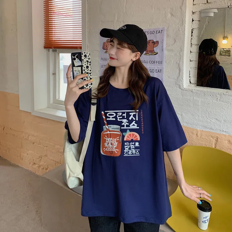 bfHarajuku Cartoon Printed Short Sleeve T-Shirt Women Summer Loose Trendy INS Tops T-Shirt