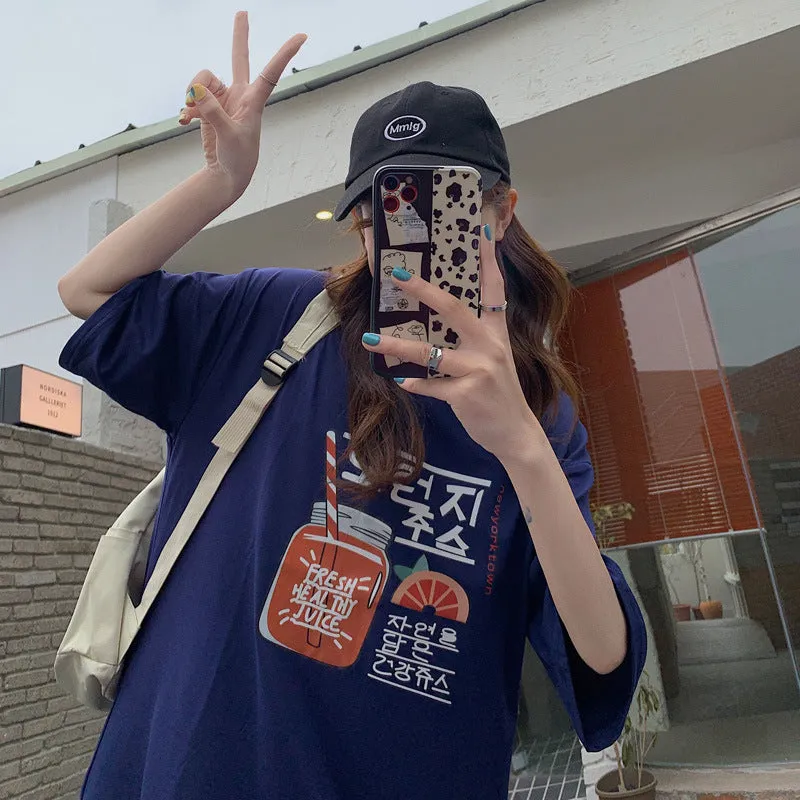 bfHarajuku Cartoon Printed Short Sleeve T-Shirt Women Summer Loose Trendy INS Tops T-Shirt