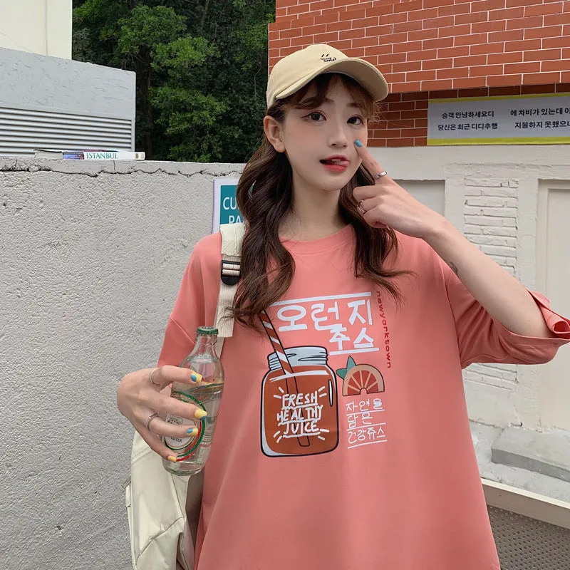 bfHarajuku Cartoon Printed Short Sleeve T-Shirt Women Summer Loose Trendy INS Tops T-Shirt