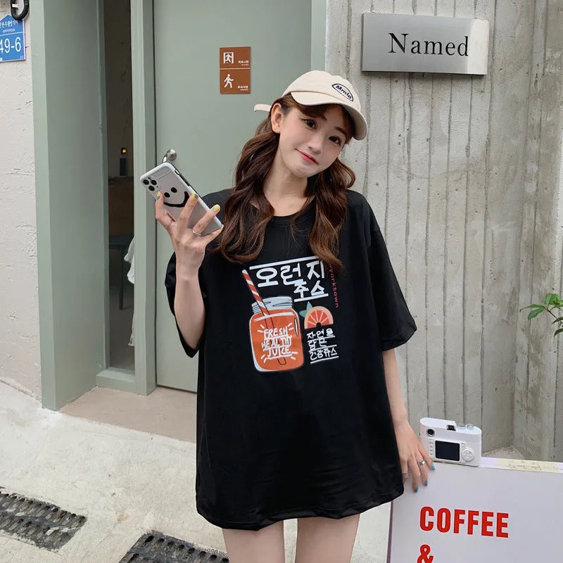 bfHarajuku Cartoon Printed Short Sleeve T-Shirt Women Summer Loose Trendy INS Tops T-Shirt