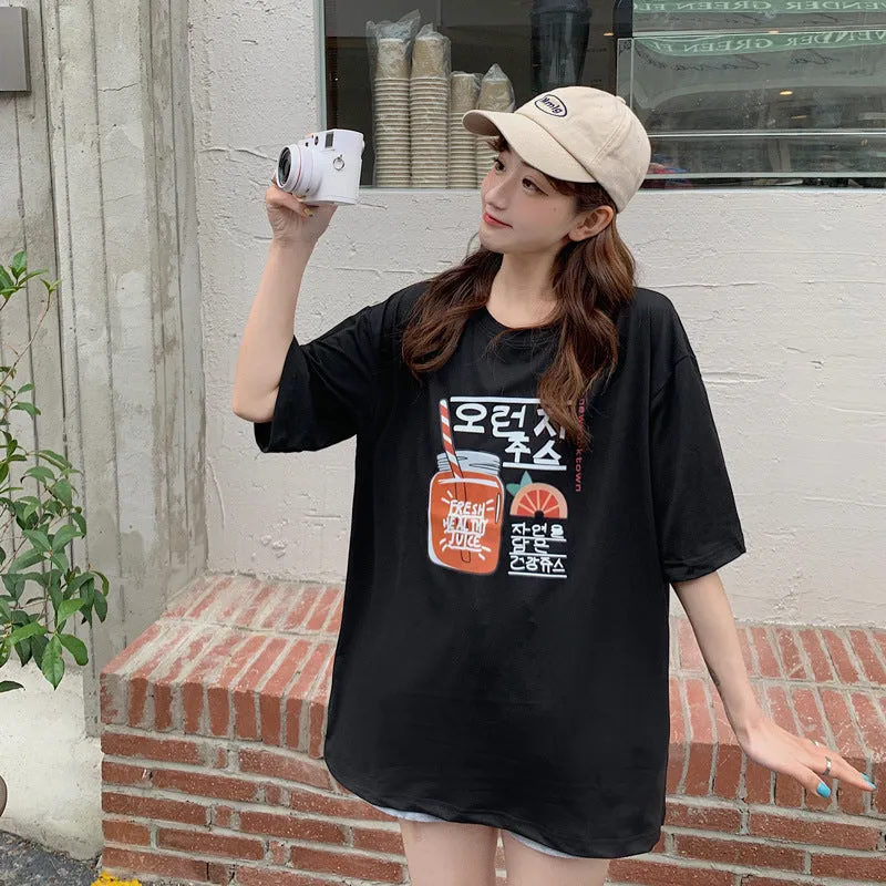 bfHarajuku Cartoon Printed Short Sleeve T-Shirt Women Summer Loose Trendy INS Tops T-Shirt