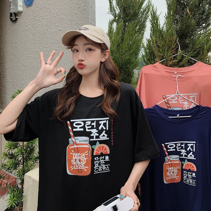 bfHarajuku Cartoon Printed Short Sleeve T-Shirt Women Summer Loose Trendy INS Tops T-Shirt