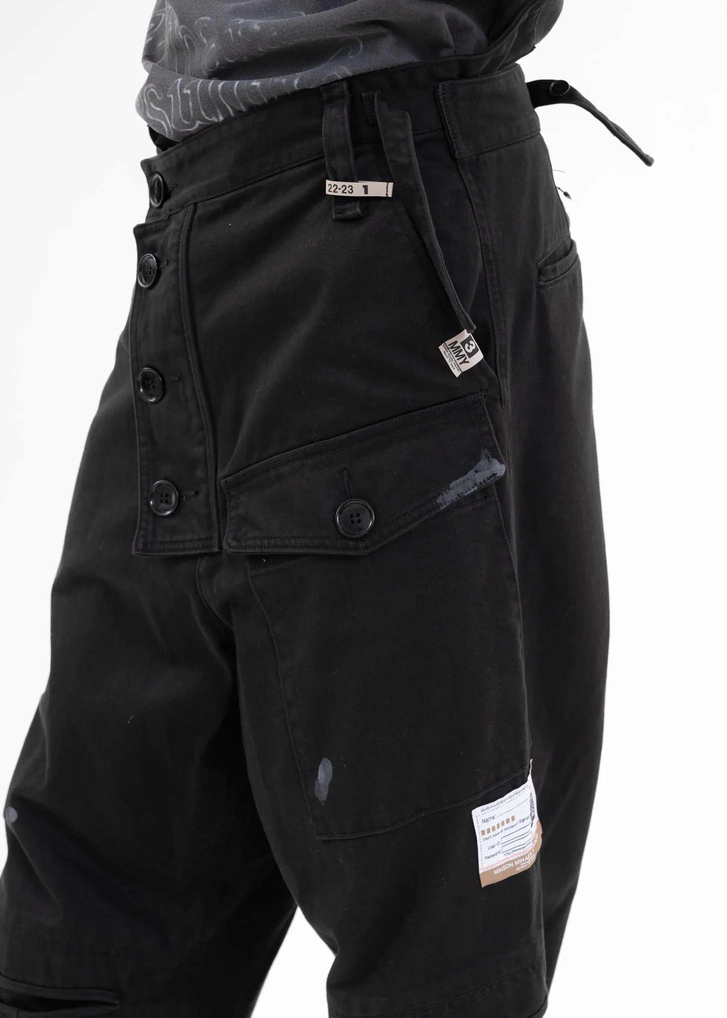 Black Slide Piece Military Pants