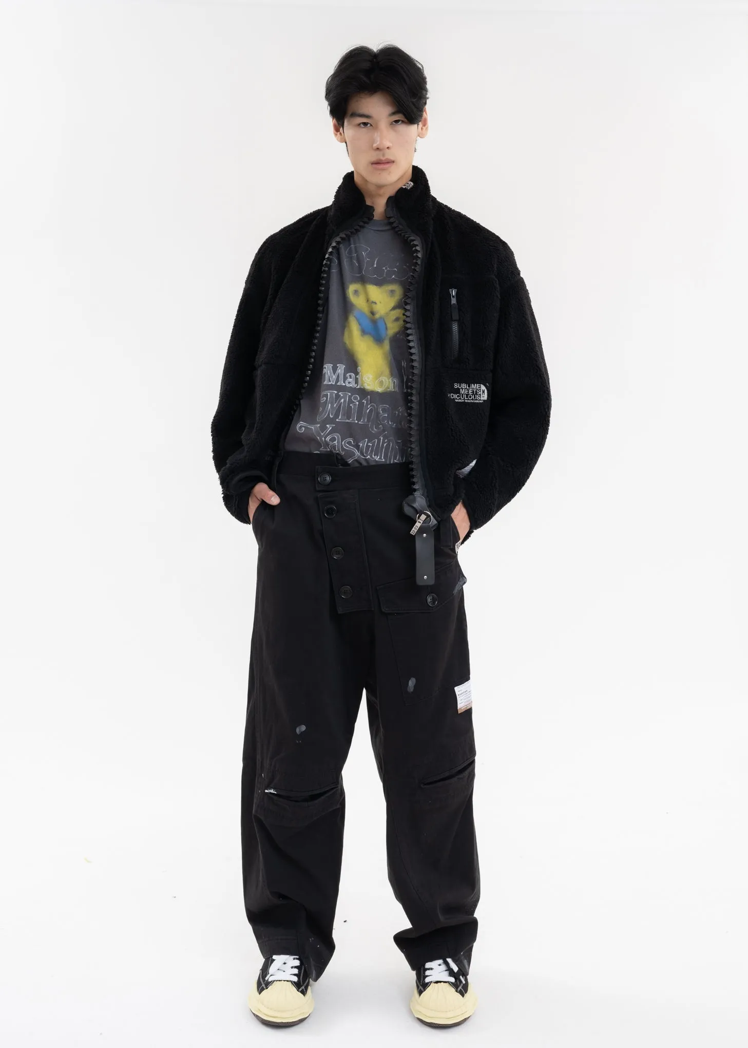 Black Slide Piece Military Pants