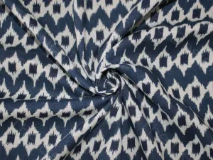 Blue Ikat Design Cotton Rayon Fabric