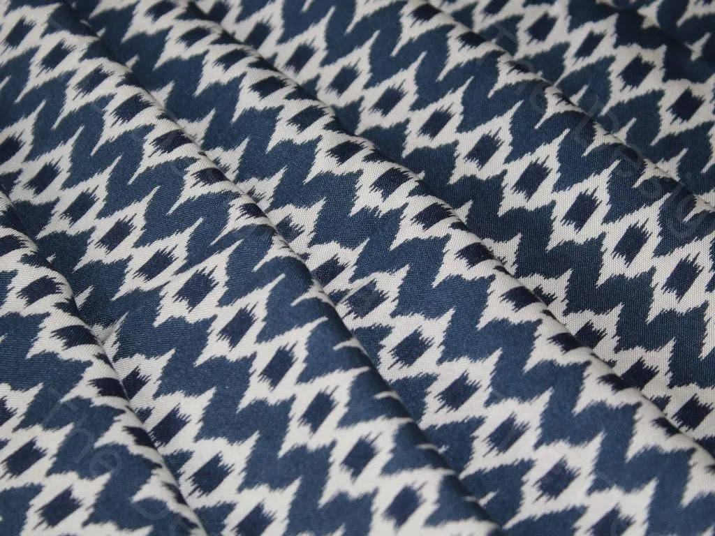 Blue Ikat Design Cotton Rayon Fabric