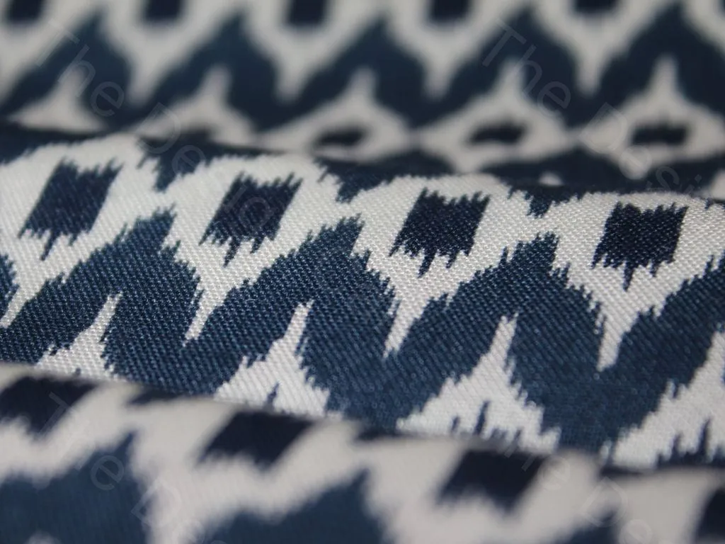 Blue Ikat Design Cotton Rayon Fabric