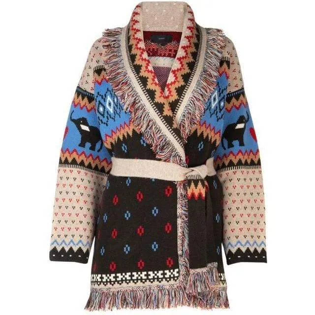 Bohemian Relaxed fit fringe Cardigan