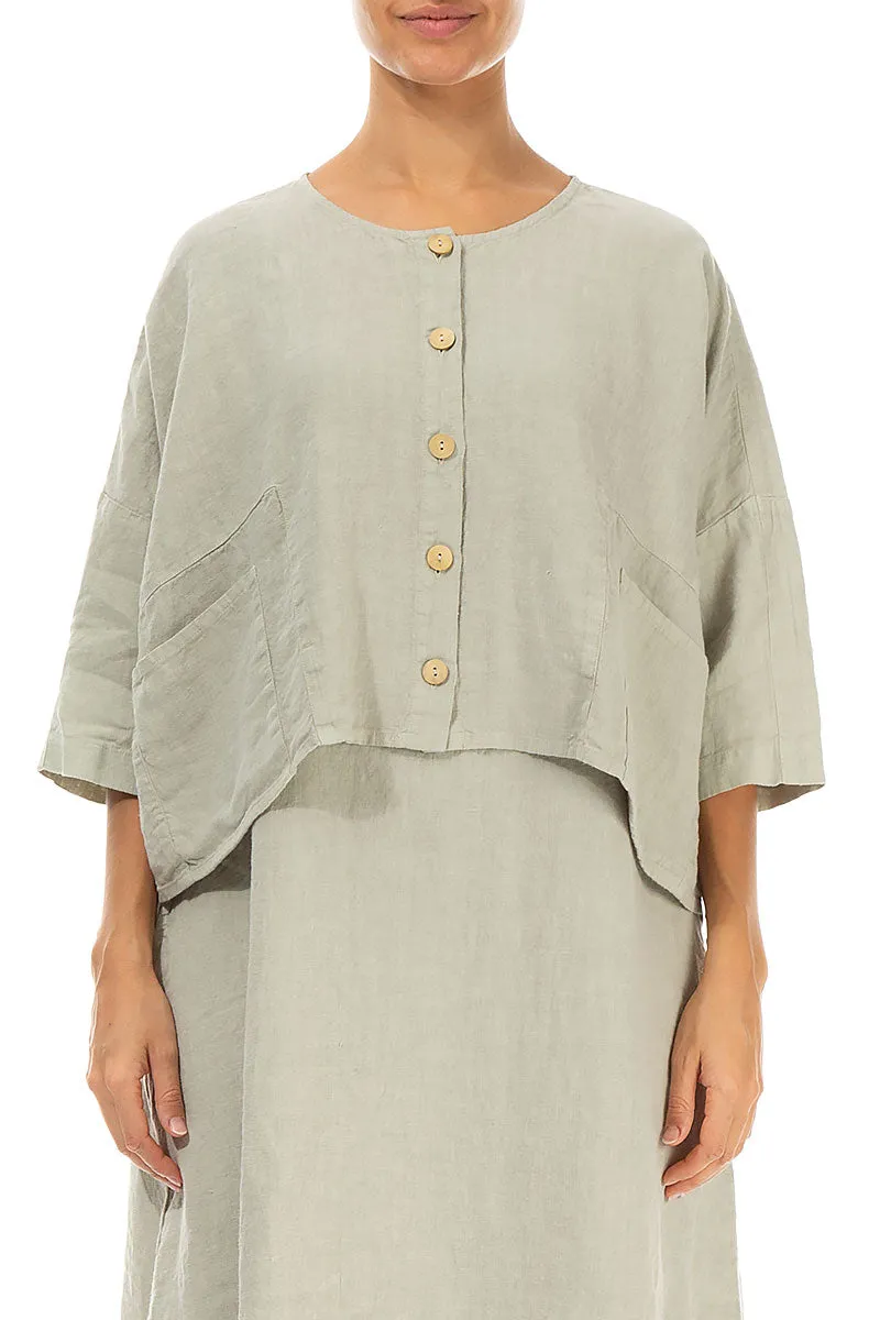 Boxy Laurel Green Linen Jacket