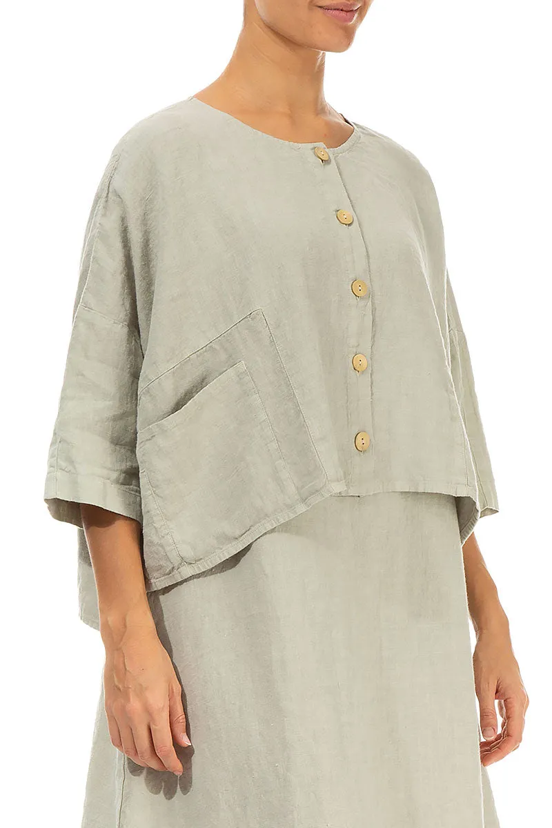 Boxy Laurel Green Linen Jacket