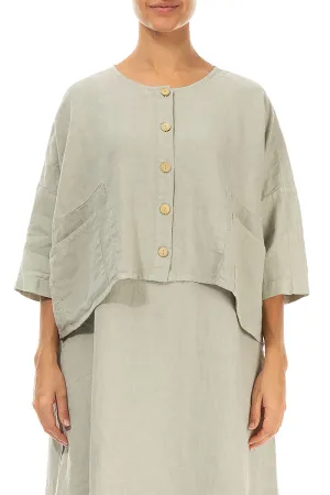 Boxy Laurel Green Linen Jacket