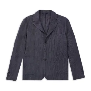 Burrows & Hare Pinstripe Linen Blazer Navy