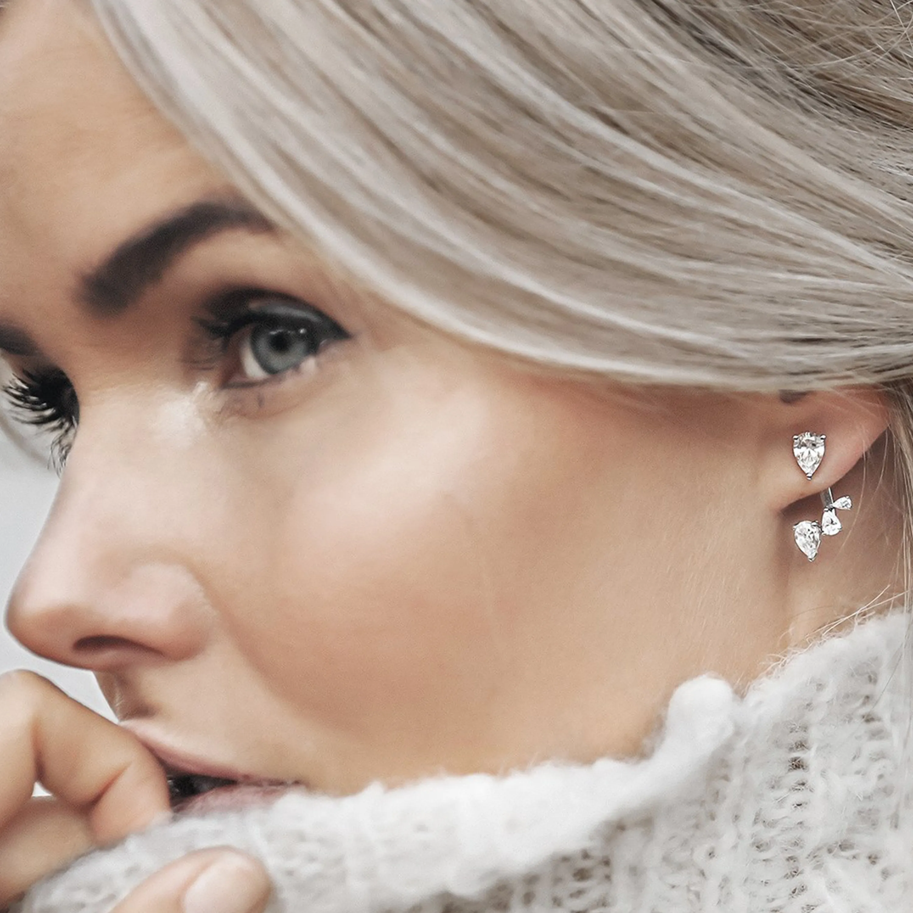 Carat* London White Gold Plated CZ Navis Ear Jackets