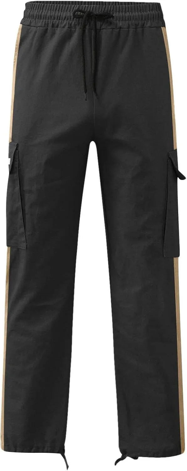 Cargo Pants for Men Big and Tall Elastic Waist Jogger Sports Pants Drawstring Sports Trousers Joggers for Men Sports