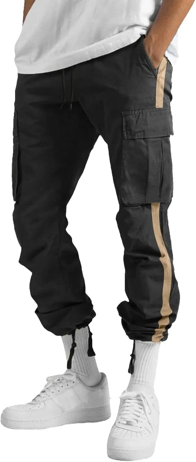 Cargo Pants for Men Big and Tall Elastic Waist Jogger Sports Pants Drawstring Sports Trousers Joggers for Men Sports