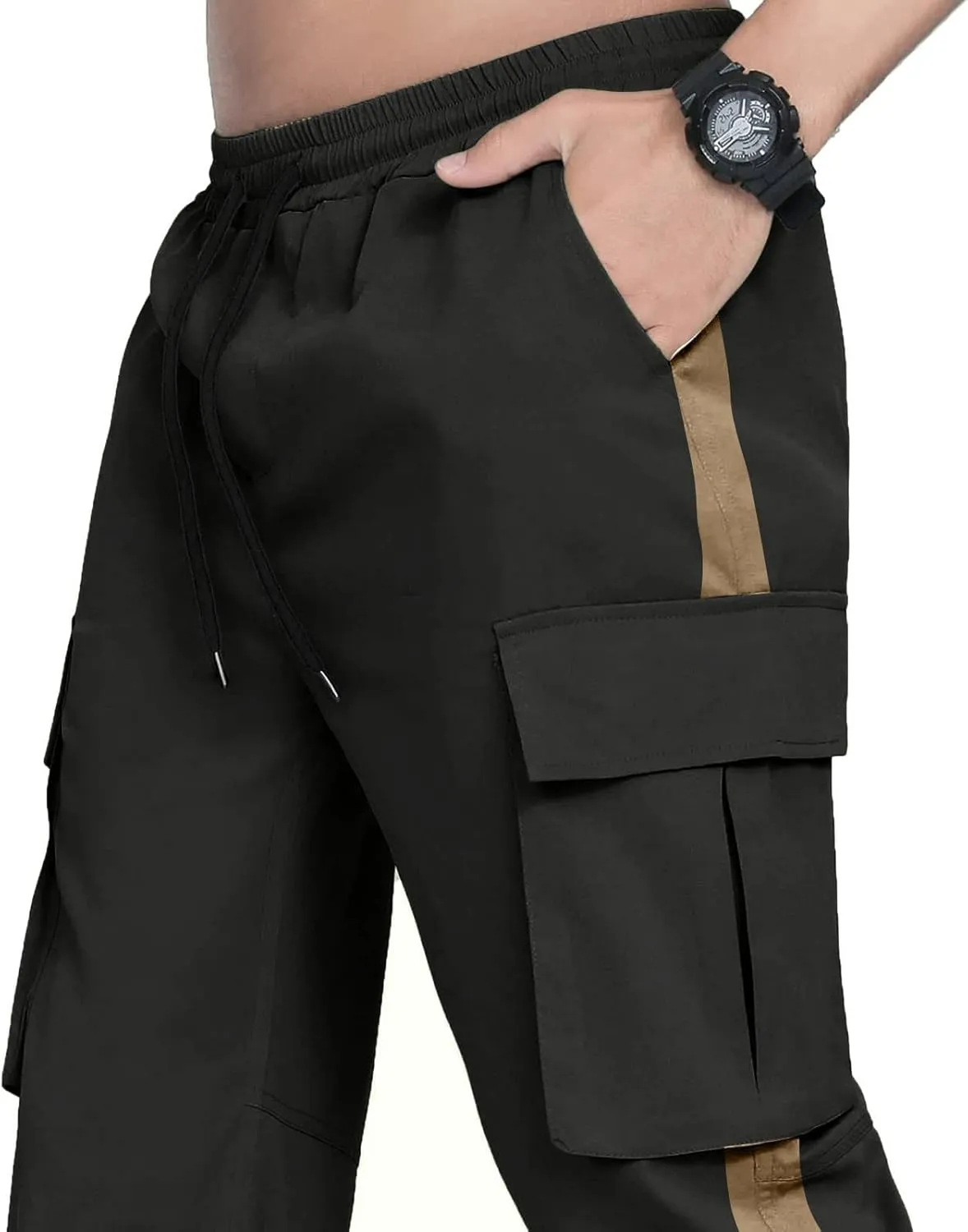 Cargo Pants for Men Big and Tall Elastic Waist Jogger Sports Pants Drawstring Sports Trousers Joggers for Men Sports