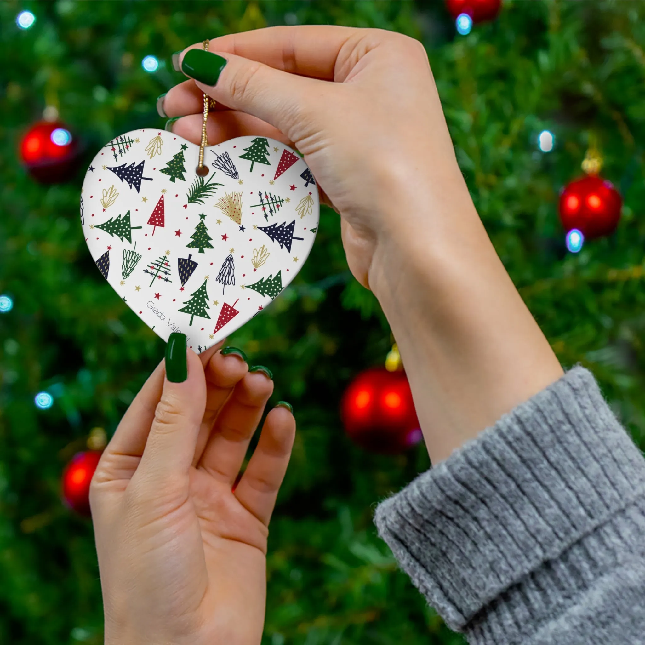 Ceramic Ornament with Italian Design print | Christmas Trees | Giada Valenti Collection