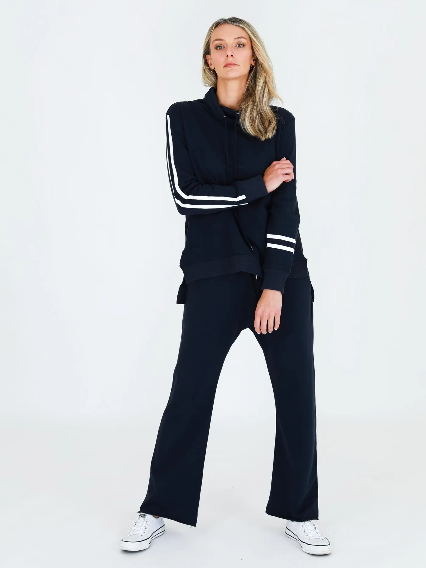 Charlise Two-Stripes Funnel Neck Sweatshirt - Ink