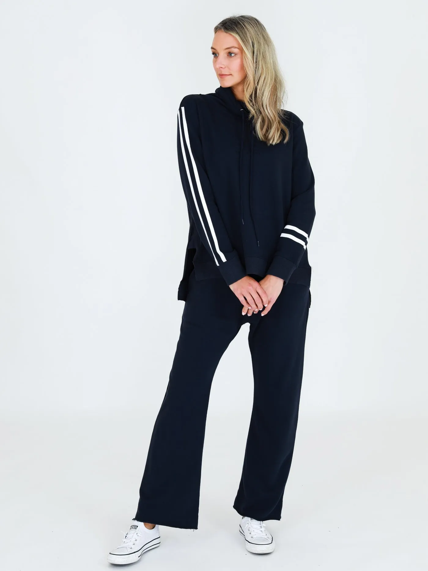 Charlise Two-Stripes Funnel Neck Sweatshirt - Ink
