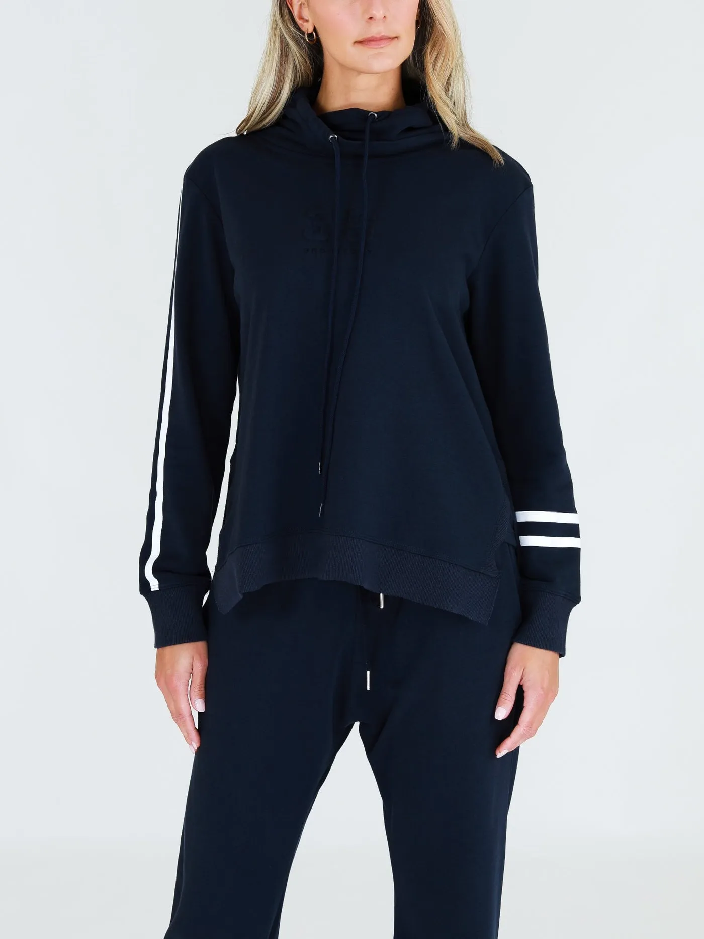 Charlise Two-Stripes Funnel Neck Sweatshirt - Ink