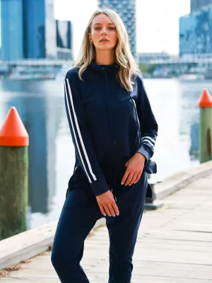 Charlise Two-Stripes Funnel Neck Sweatshirt - Ink