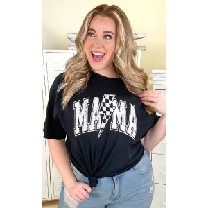 Checkerboard Lightning Bolt Mama Graphic Shirt