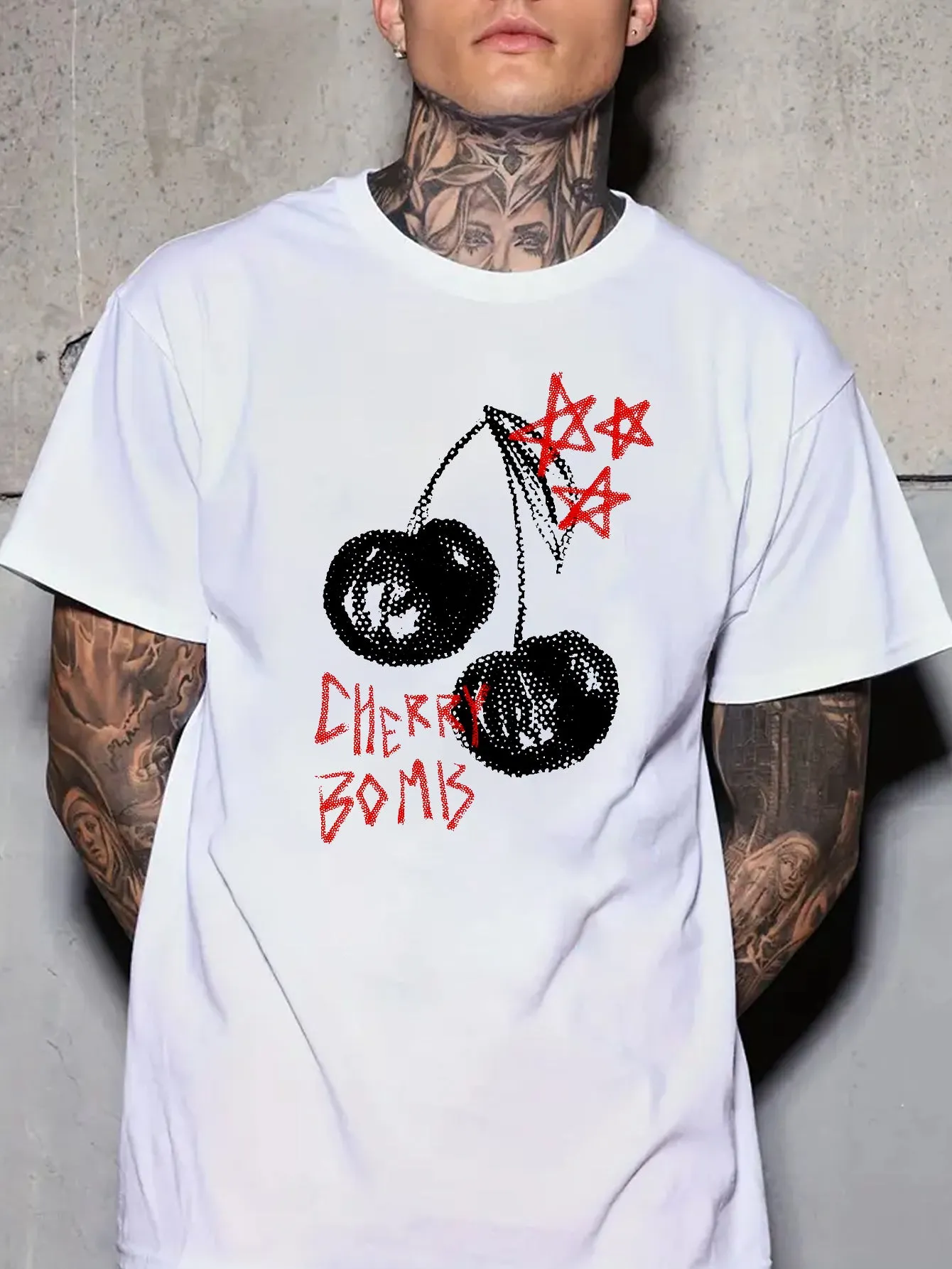 Cherry Bomb Printed Men's Fashion Short Sleeve T-shirt