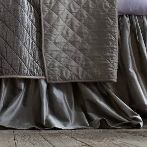 Chloe Gathered Bed Skirt Steel Velvet 3/22X86