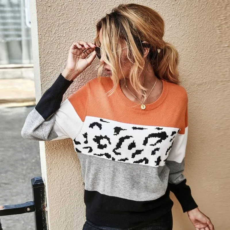 Color Block Striped Relaxed Pullover Sweater Jumper